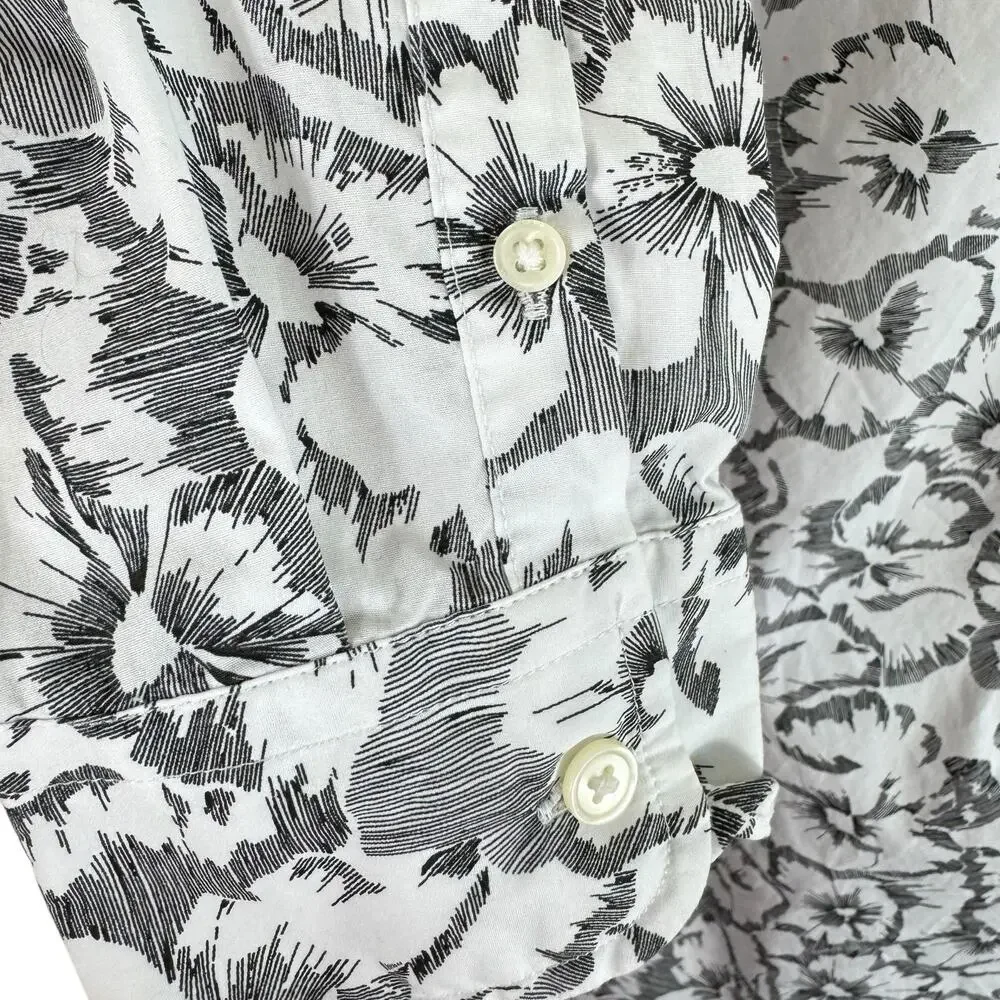 Banana Republic Cotton Dillon Floral Long Sleeve Button Up‎ Coconut Men's M
